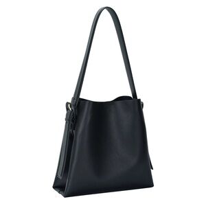 NWOT Antik Kraft Elegant Black Tote Bucket Leather Bag